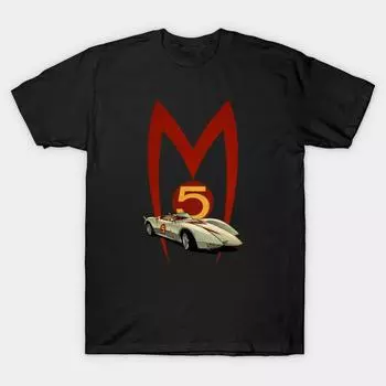 Мужская черная футболка с принтом, очень большая футболкаVINTAGE SPEED RACER MACH 5 copy No-Cut Transfer Paper Print Cotton Tshirt L чёрный