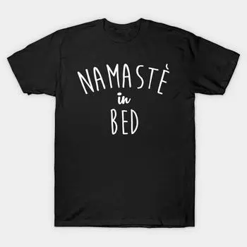 Мужская черная футболка с принтом, очень большая футболка namaste-in-bed, хлопковая футболка с принтом на бумаге для переноса без разрезов S чёрный