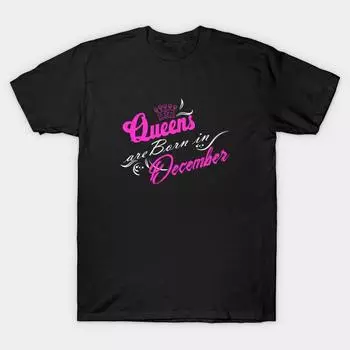Мужская черная футболка с принтом, очень большая футболка queens-are-born-in-december-shirt, футболка из хлопка с принтом на бумаге для переноса без разрезов L чёрный