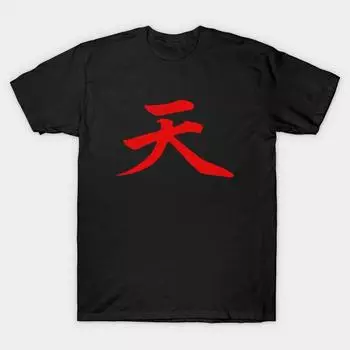 Мужская черная футболка с принтом, очень большая футболка Akuma Kanji No-Cut Transfer Paper Print Cotton Tshirt L чёрный