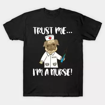 Мужская черная футболка с принтом, очень большая футболка trust-me-im-a-nurse-pug-dog-pet-nursing-lvn-rn-nur, хлопковая футболка с принтом на бумаге для переноса без разрезов 2XL чёрный