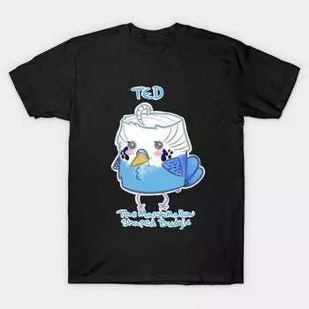 Мужская черная футболка с принтом, очень большая футболка с принтом «ted-the-marshmallow-shaped-budgie», хлопковая футболка с принтом на бумаге для переноса изображений без разрезов S чёрный