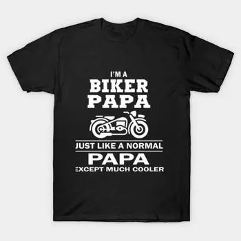 Мужская черная футболка с принтом, очень большая футболка im-a-biker-papa-just-like-a-normal-papa-except-muc, хлопковая футболка с принтом на бумаге для переноса без разрезов M чёрный