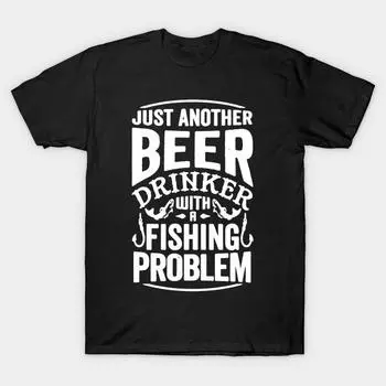 Мужская черная футболка с принтом, очень большая футболка с принтом любителя пива и рыболовной проблемы, хлопковая футболка с принтом на бумаге для переноса без разрезов 5XL чёрный