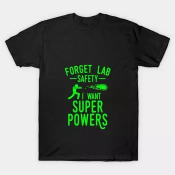 Мужская черная футболка с принтом, очень большая футболка forget-lab-safety-i-want-super-powers, хлопковая футболка с принтом на бумаге для переноса без разрезов S чёрный
