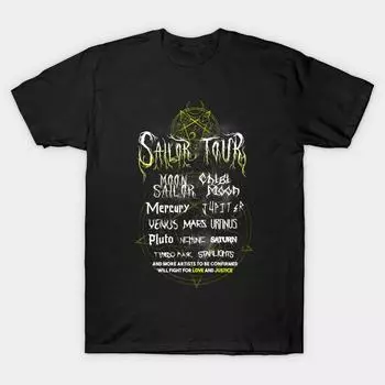 Мужская черная футболка с принтом, очень большая футболка Sailor Moon Metal Tour - Rock Music Festival, хлопковая футболка с принтом на бумаге для переноса без резки S чёрный