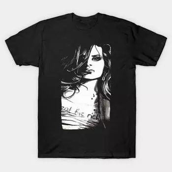 Мужская черная футболка с принтом, очень большая футболка eat-the-rich, хлопковая футболка с принтом на бумаге для переноса изображений без разрезов M чёрный