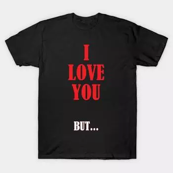 Мужская черная футболка с принтом, очень большая футболка i-love-you-but, без вырезов, с принтом на бумаге для переноса, хлопковая футболка 5XL чёрный