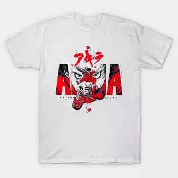 Мужская черная футболка с принтом, очень большая футболка Akira No-Cut Transfer Paper Print Cotton Tshirt S белый