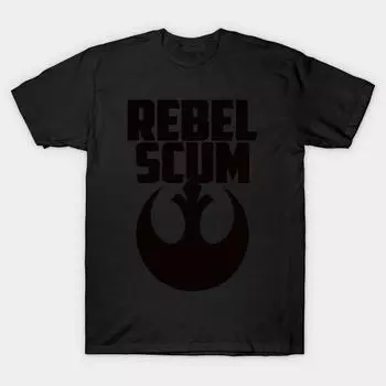 Мужская черная футболка с принтом, очень большая футболка rebel-scum, хлопковая футболка с принтом на бумаге для переноса без разрезов S чёрный