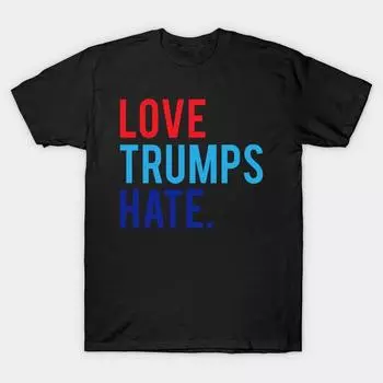 Мужская черная футболка с принтом, очень большая футболка love-trumps-hate, хлопковая футболка с принтом на бумаге для переноса без разрезов S чёрный