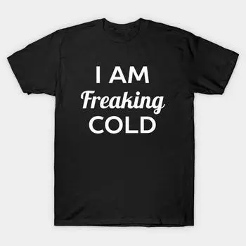 Мужская черная футболка с принтом, очень большой размер, футболка i-am-cold-tshirt, хлопковая футболка с принтом на бумаге для переноса без разрезов S чёрный