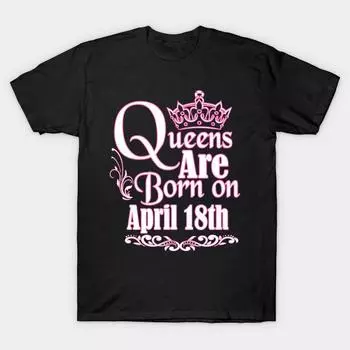 Мужская черная футболка с принтом, очень большая футболка queens-are-born-on-april-18th-funny-birthday-t-shi, хлопковая футболка с принтом на бумаге для переноса без разрезов 5XL чёрный