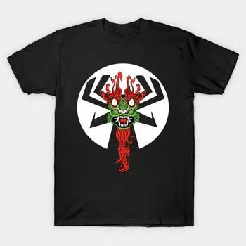 Мужская черная футболка с принтом, очень большая футболка, аку, хлопковая футболка с принтом на бумаге для переноса без вырезов 4XL чёрный