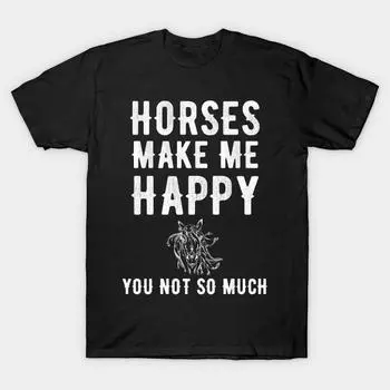 Мужская черная футболка с принтом, очень большая футболка horses-make-me-happy-you-not-so-much, хлопковая футболка с принтом на бумаге для переноса без разрезов 3XL чёрный