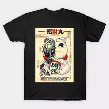 Мужская черная футболка с принтом, очень большая футболкаNeko No-Cut Transfer Paper Print Cotton Tshirt 3XL чёрный