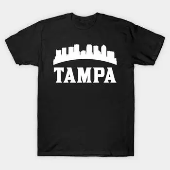 Мужская черная футболка с принтом, очень большая футболка tampa-fl-skyline, хлопковая футболка с принтом на бумаге для переноса без вырезания S чёрный