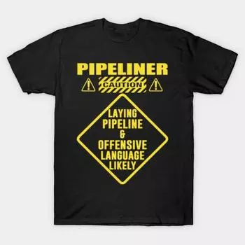 Мужская черная футболка с принтом, очень большая футболка pipeliner-caution-shirt, футболка без вырезов с принтом на бумаге для переноса изображений, хлопковая футболка XL чёрный