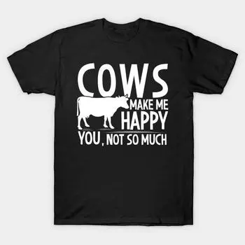 Мужская черная футболка с принтом, очень большая футболка cows-make-me-happy-you-not-so-much, хлопковая футболка с принтом на бумаге для переноса без разрезов S чёрный