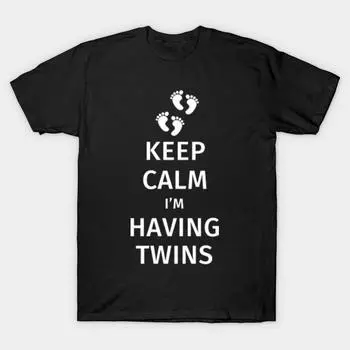 Мужская черная футболка с принтом, очень большая футболка keep-calm-im-having-twins, хлопковая футболка с принтом на бумаге для переноса без разрезов 4XL чёрный