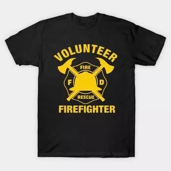 Мужская черная футболка с принтом, очень большой размер, футболка volunteer-fire-tshirt, хлопковая футболка с принтом на бумаге для переноса изображений без разрезов XL чёрный