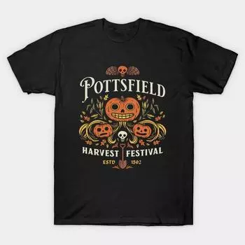 Мужская черная футболка с принтом Pottsfield - Halloween No-Cut Transfer Paper Print Cotton Tshirt S чёрный