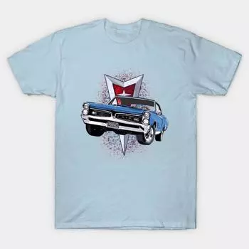 Мужская черная футболка с принтом Синяя 67 Pontiac Gto No-Cut Transfer Paper Print Хлопковая футболка M светло-синий