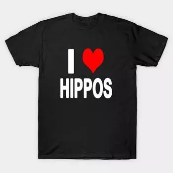Мужская черная футболка с принтом Супер большая футболка i-love-hippos-tshirt-for-life No-Cut Переносная бумага с принтом Хлопковая футболка S чёрный