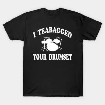 Мужская черная футболка с принтом Супер большая футболка i-teabagged-your-drumset-step-brothers No-Cut Трансферная бумага с принтом Хлопковая футболка S чёрный
