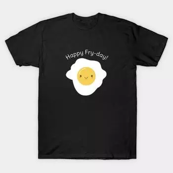 Мужская черная футболка с принтом Супер большая футболка cute-and-kawaii-egg-pun-tshirt No-Cut Переносная бумага с принтом Хлопковая футболка S чёрный