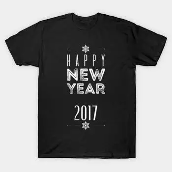 Мужская черная футболка с принтом Super Large TShirt с новым годом-2017 No-Cut Трансферная бумага с принтом Хлопковая футболка S чёрный