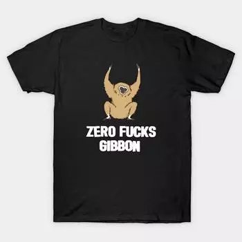 Мужская Черная футболка с принтом Super Large TShirt No-Fucks-Gibbon-shirt No-Cut Передача Бумаги Печати Хлопковая футболка S чёрный