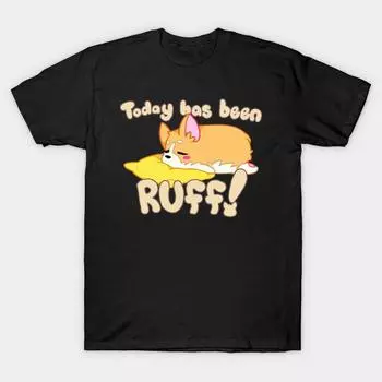 Мужская черная футболка с принтом, супербольшая футболка corgi-ruff-shirt, хлопковая футболка с принтом на бумаге для переноса без вырезов 2XL чёрный