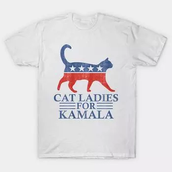 Мужская черная футболка с принтом, супербольшая футболка с принтом «кошка», женская футболка для Камалы, хлопковая футболка с принтом на бумаге без вырезов M