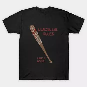 Мужская черная футболка с принтом, супербольшая футболка lucille-rules, хлопковая футболка с принтом на бумаге для переноса без разрезов S чёрный