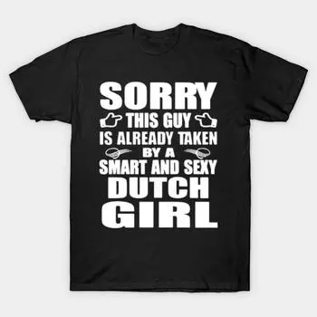 Мужская черная футболка с принтом, супербольшая футболка this-guy-is-taken-by-sexy-dutch-girl-shirt, хлопковая футболка с принтом на бумаге для переноса изображений без разрезов 2XL чёрный