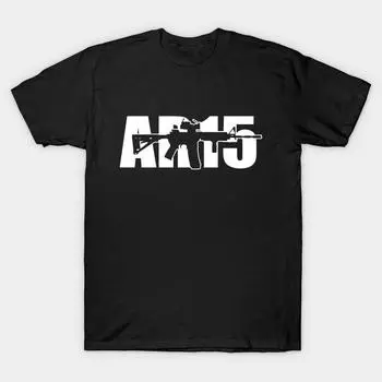 Мужская черная футболка с принтом, супербольшая футболка ar-15-tshirt, хлопковая футболка с принтом на бумаге для переноса без вырезов S чёрный