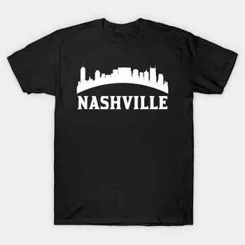 Мужская черная футболка с принтом, супербольшая футболка nashville-tn-skyline, хлопковая футболка с принтом на бумаге без вырезов S чёрный