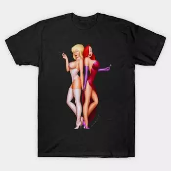 Мужская черная футболка с принтом, супербольшая футболкаJessica Rabbit news 4 No-Cut Transfer Paper Print Cotton Tshirt S чёрный
