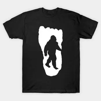 Мужская черная футболка с принтом, супербольшая футболка bigfoot-footprint, хлопковая футболка с принтом на бумаге для переноса без разрезов S чёрный