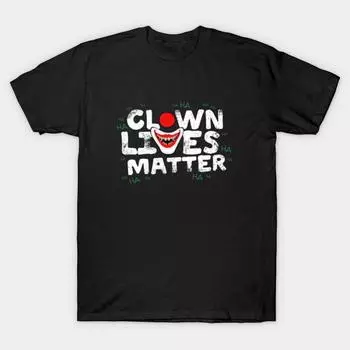 Мужская черная футболка с принтом, супербольшая футболка clown-lives-matter, хлопковая футболка с принтом на бумаге для переноса без разрезов 2XL чёрный