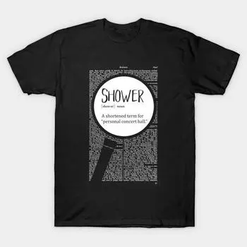 Мужская черная футболка с принтом, супербольшая футболка shower-funny-definition, хлопковая футболка с принтом на бумаге для переноса изображения без вырезания S чёрный