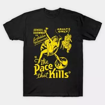 Мужская черная футболка с принтом, супербольшая футболка the-pace-that-kills-yellow, хлопковая футболка с принтом на бумаге для переноса без разрезов S чёрный
