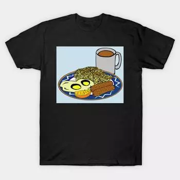 Мужская черная футболка с принтом, супербольшая футболка, лимитированная-серия-эксклюзив-меню-быстрого-питания-образец-в-США, хлопковая футболка с принтом на бумаге для переноса без разрезов M чёрный