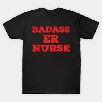 Мужская черная футболка с принтом, супербольшая футболка badass-er-nurse, хлопковая футболка с принтом на бумаге для переноса без разрезов S чёрный