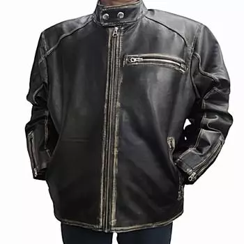Мужская черная кожа из натуральной овчины, байкерская куртка, мотоциклетная куртка, потертый цвет, куртка Caf Racer, куртка для свидания в кино, подарок для него XS коричневый