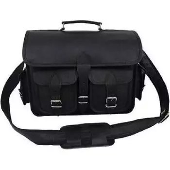 Мужская черная кожаная сумка через плечо ручной работы, портфель для ноутбука, дорожный 13 x 18 x 5 in чёрный