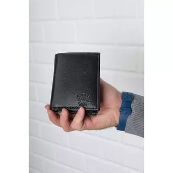 Мужская черная кожаная визитница и кошелек с отделением для монет (10х12см)