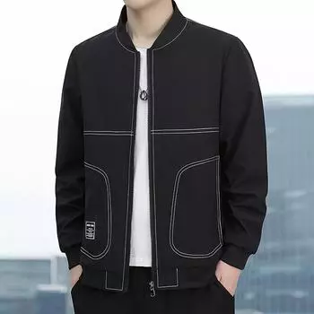 Мужская черная куртка-бомбер с бейсбольным воротником, мужские весенние трендовые универсальные топы, повседневная мужская куртка 2XL армия зеленый