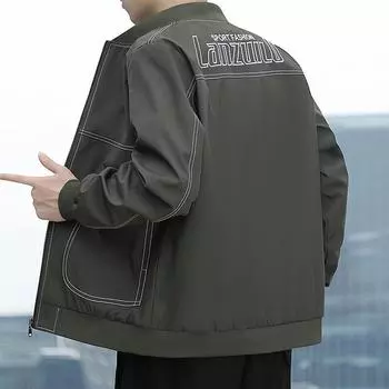 Мужская черная куртка-бомбер с бейсбольным воротником, мужские весенние трендовые универсальные топы, повседневная мужская куртка M чёрный